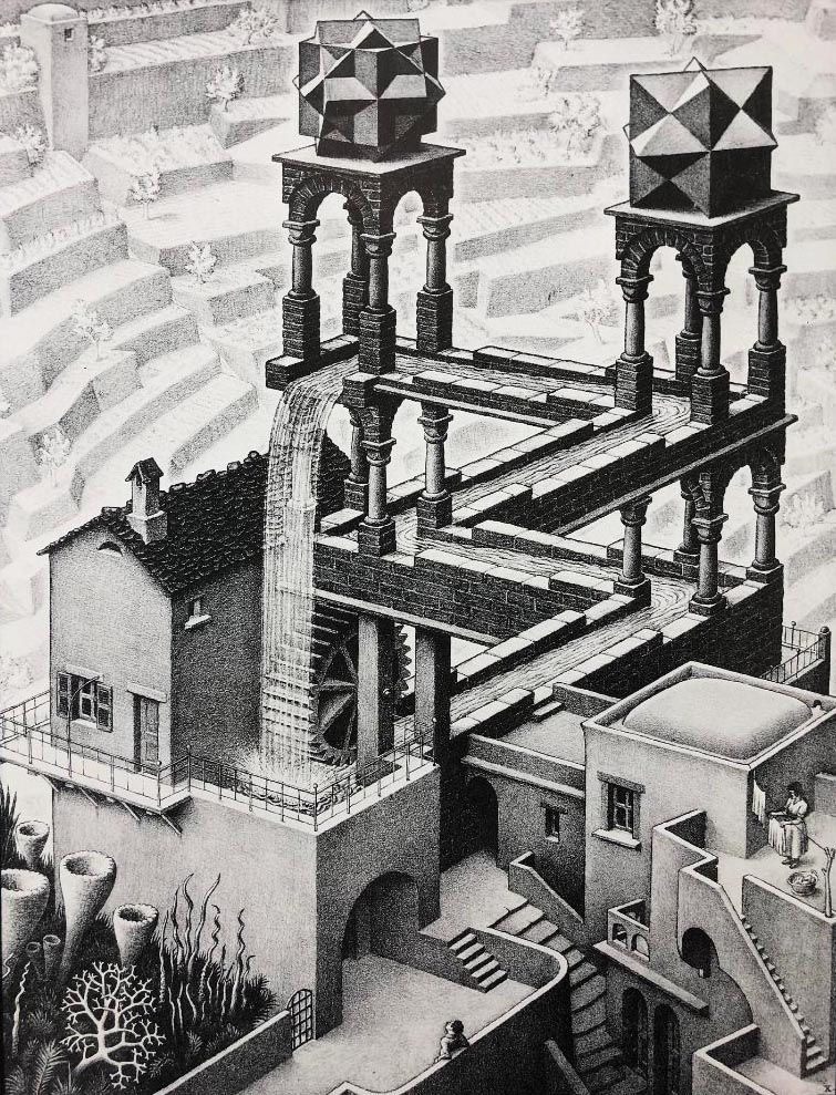 Thumbnail: M.C.Escher "Waterfall" 1961 CUSTOM FRAMED Art