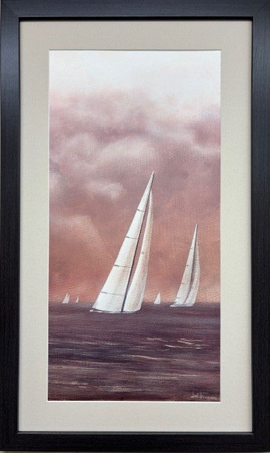 Joel Thompson "Riding II" Sailing Ocean Lake Seascape Framed Art NEW