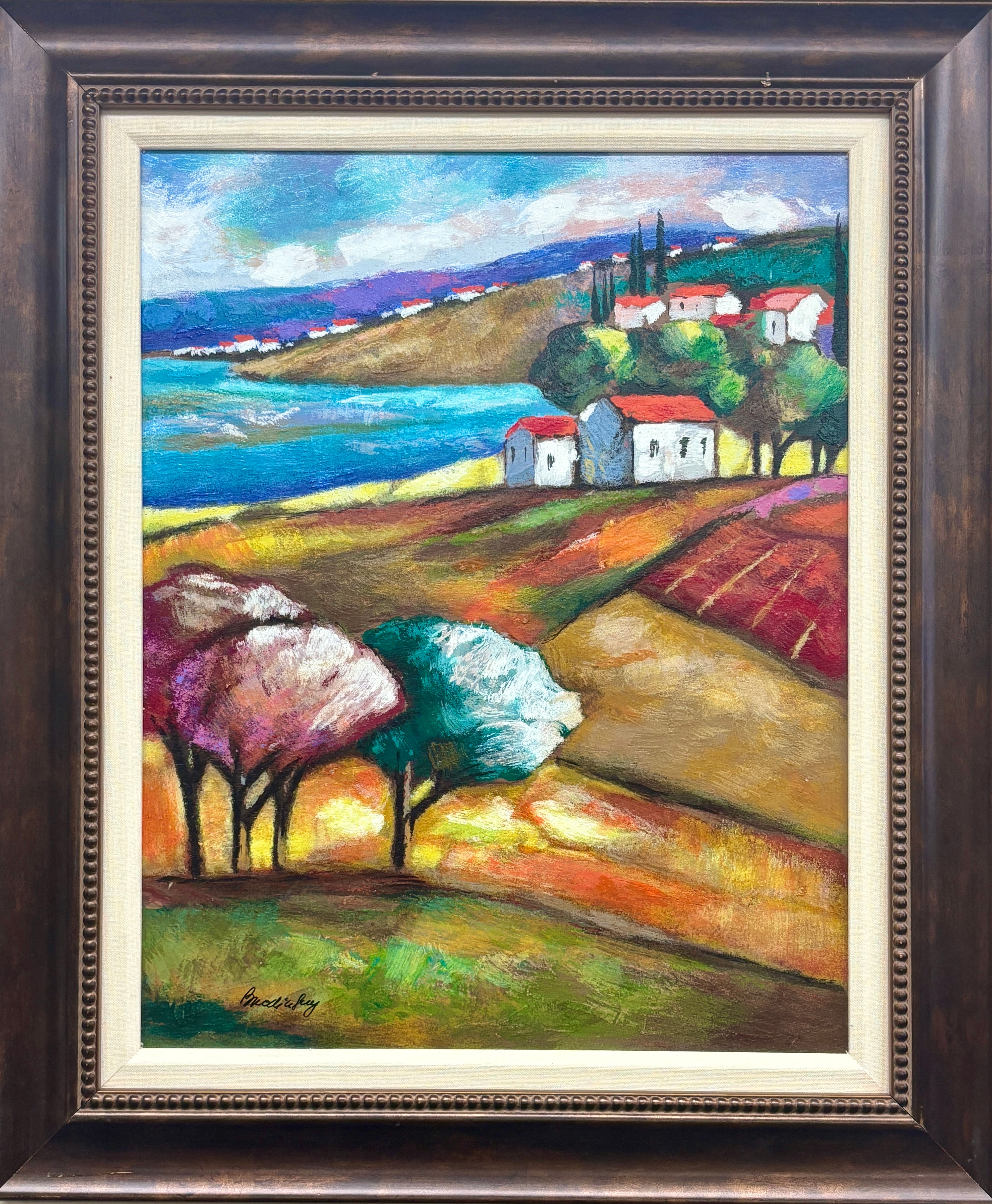 Brodinsky "Summer Splendor" Framed Hand Signed & # Serigraph on Wood Israel