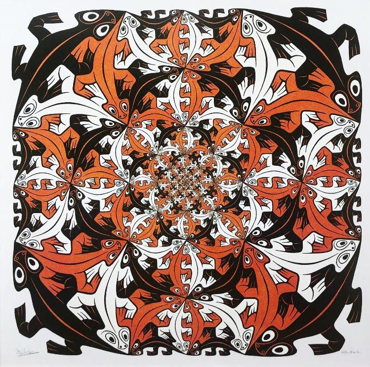 Thumbnail: M.C.Escher "Smaller and Smaller" CUSTOM FRAMED Art