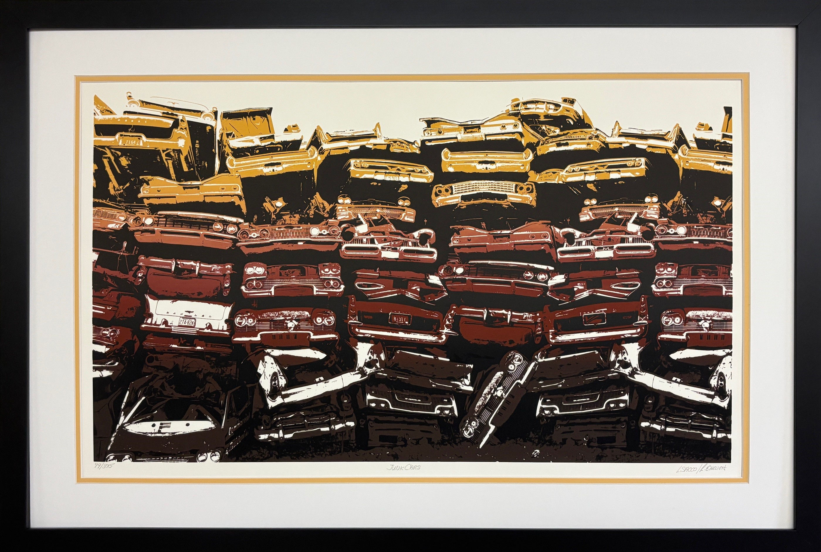 Luca Sacco & Robert Ehrlich "Junk Cars" Hand Signed & # Serigaph FRAMED Art