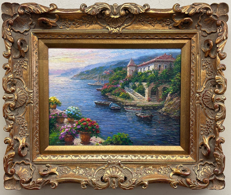 Thumbnail: Ghambaro  "Seaside Summer" Hand Signed Original Oil Framed Impressionist Art