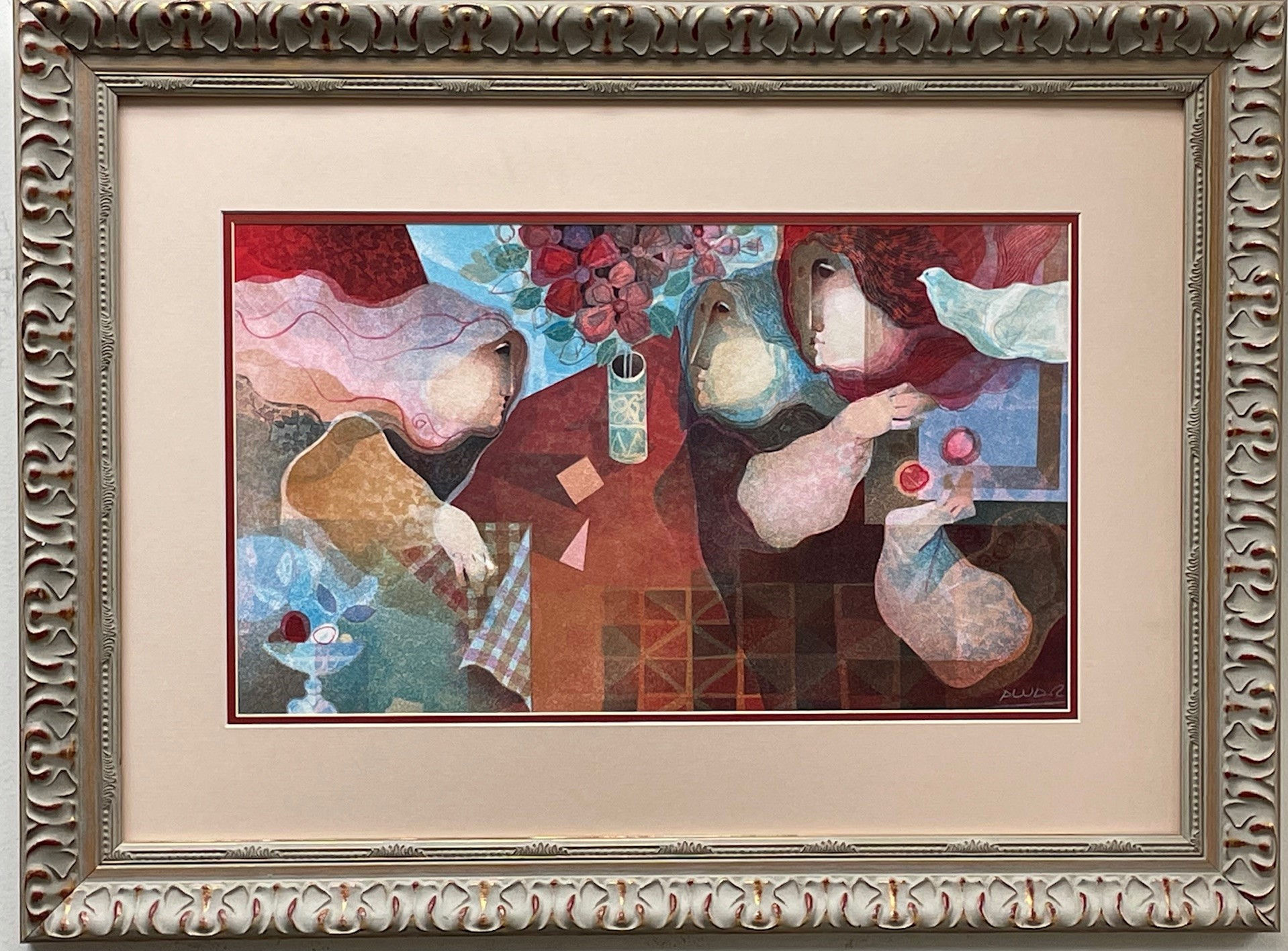 Sunol Alvar "Interior Amb Flor" Hand Signed Limited Edition Embossed Lithograph