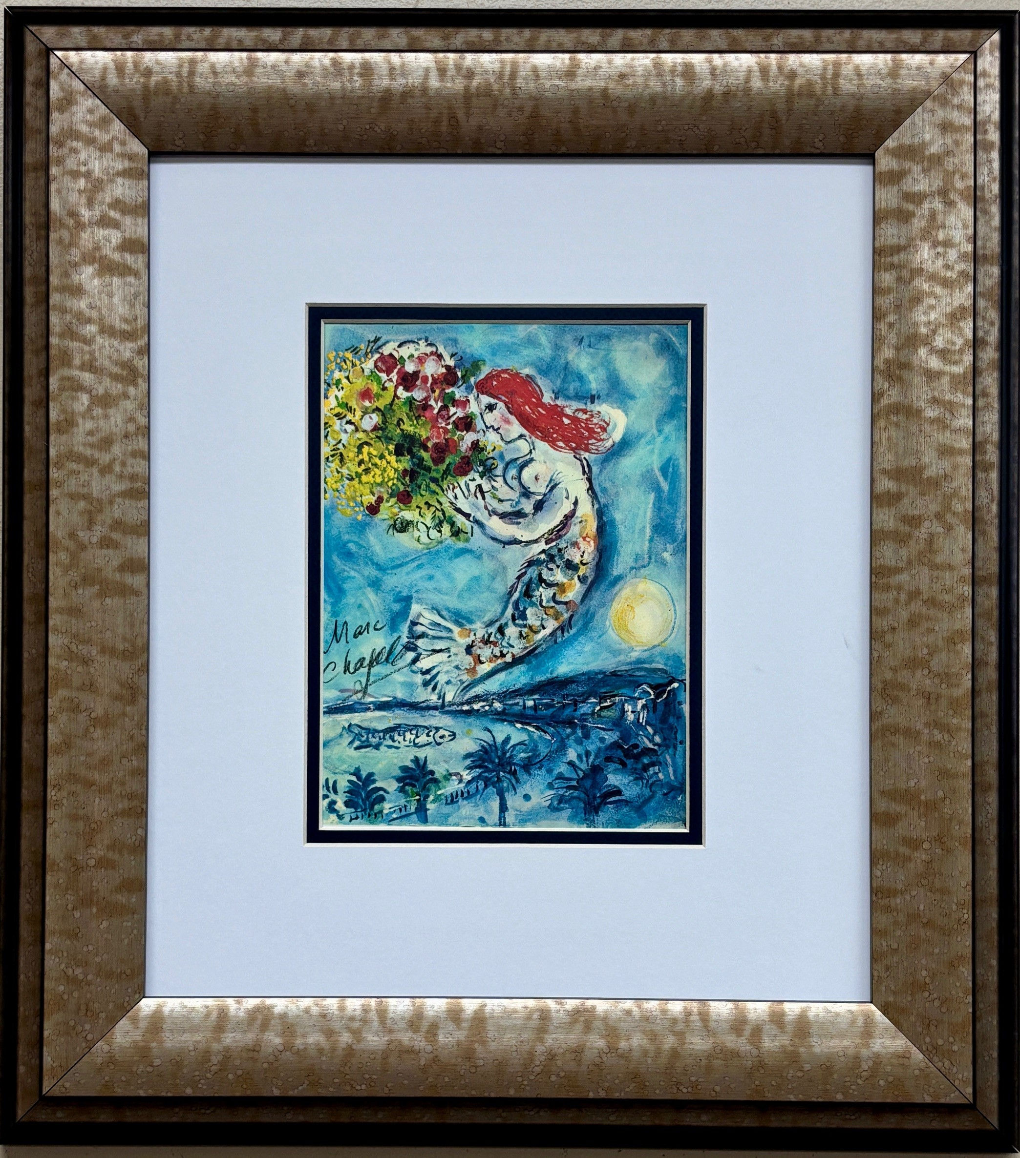 Marc Chagall "The Baie Des Angels" (Bay of Angels) Hand Signed w/COA Framed Art