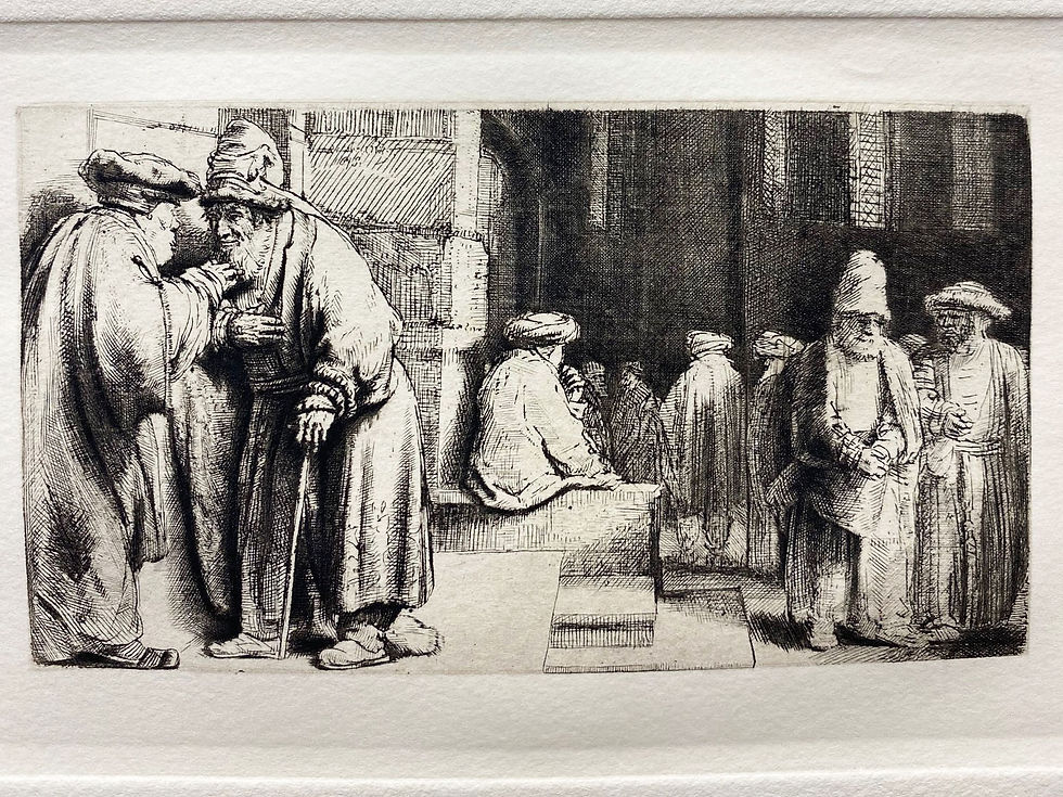 Thumbnail: Rembrandt "Pharisees in the Temple"(Jews in the Synagogue) Hand Pulled  Etching