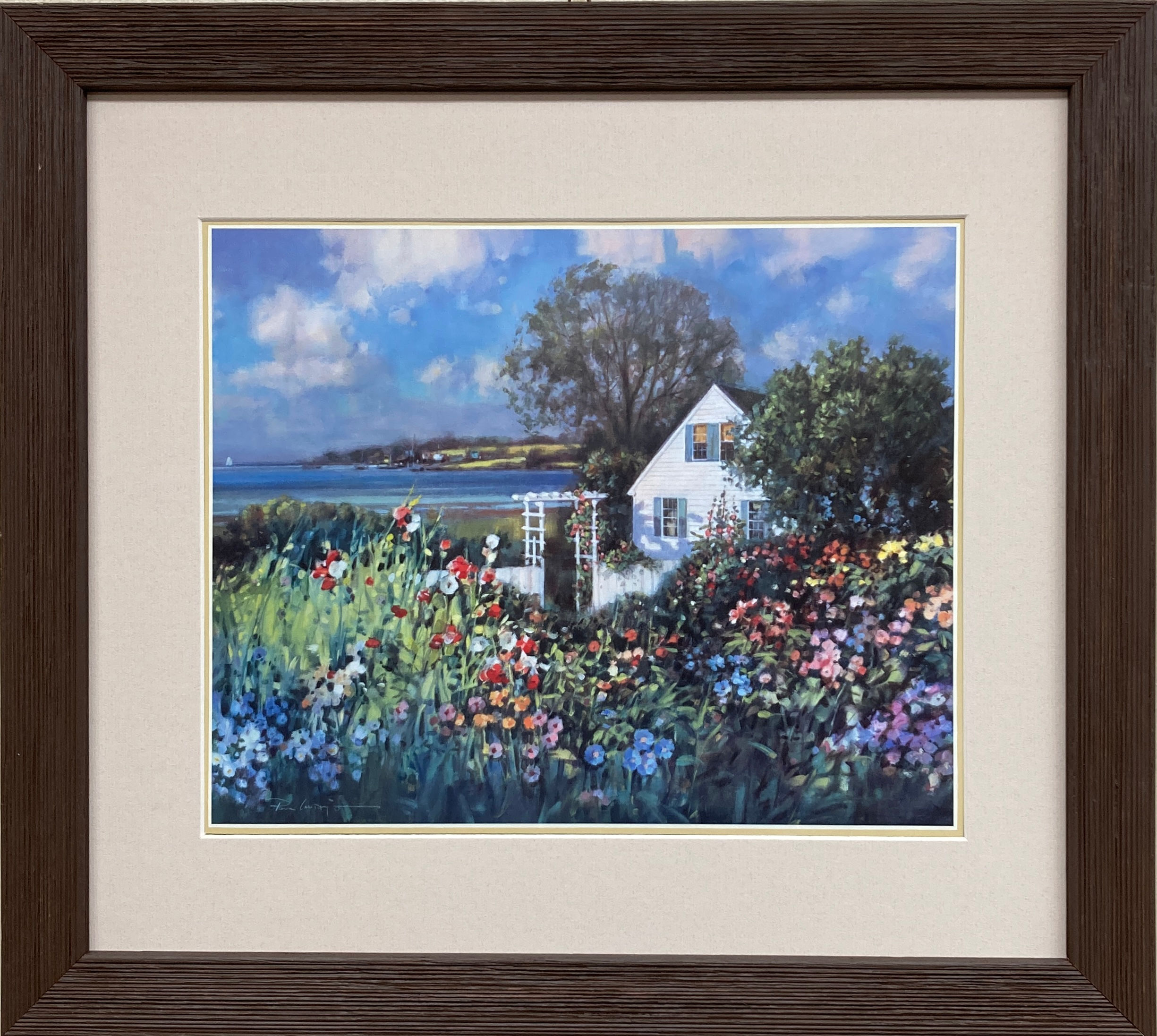 Paul Landry "Garden House Water" Newly CUSTOM FRAMED Art Print