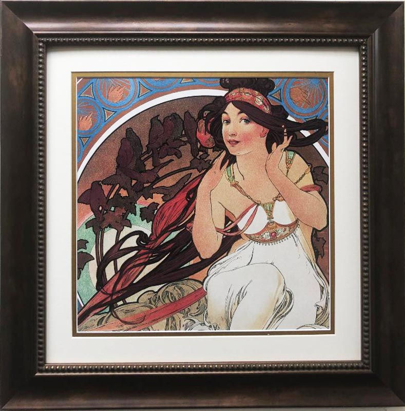 Alphonse Mucha "The Arts: Music" 1898 (detail) CUSTOM FRAMED ART