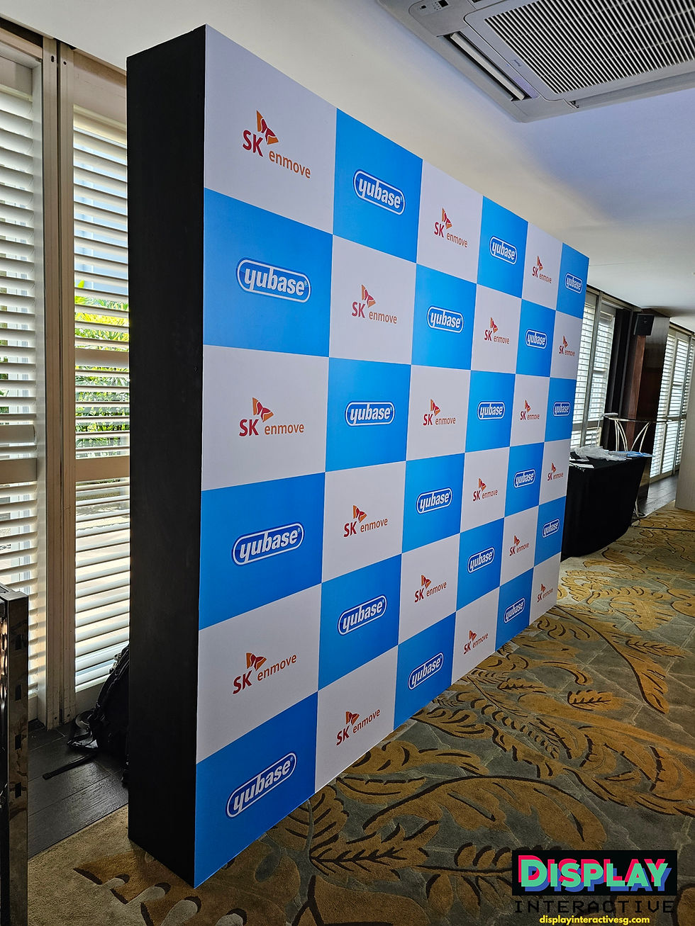 Wood backdrop fabrication for SK Enmove & Yubase Dinner 2024 Event side view