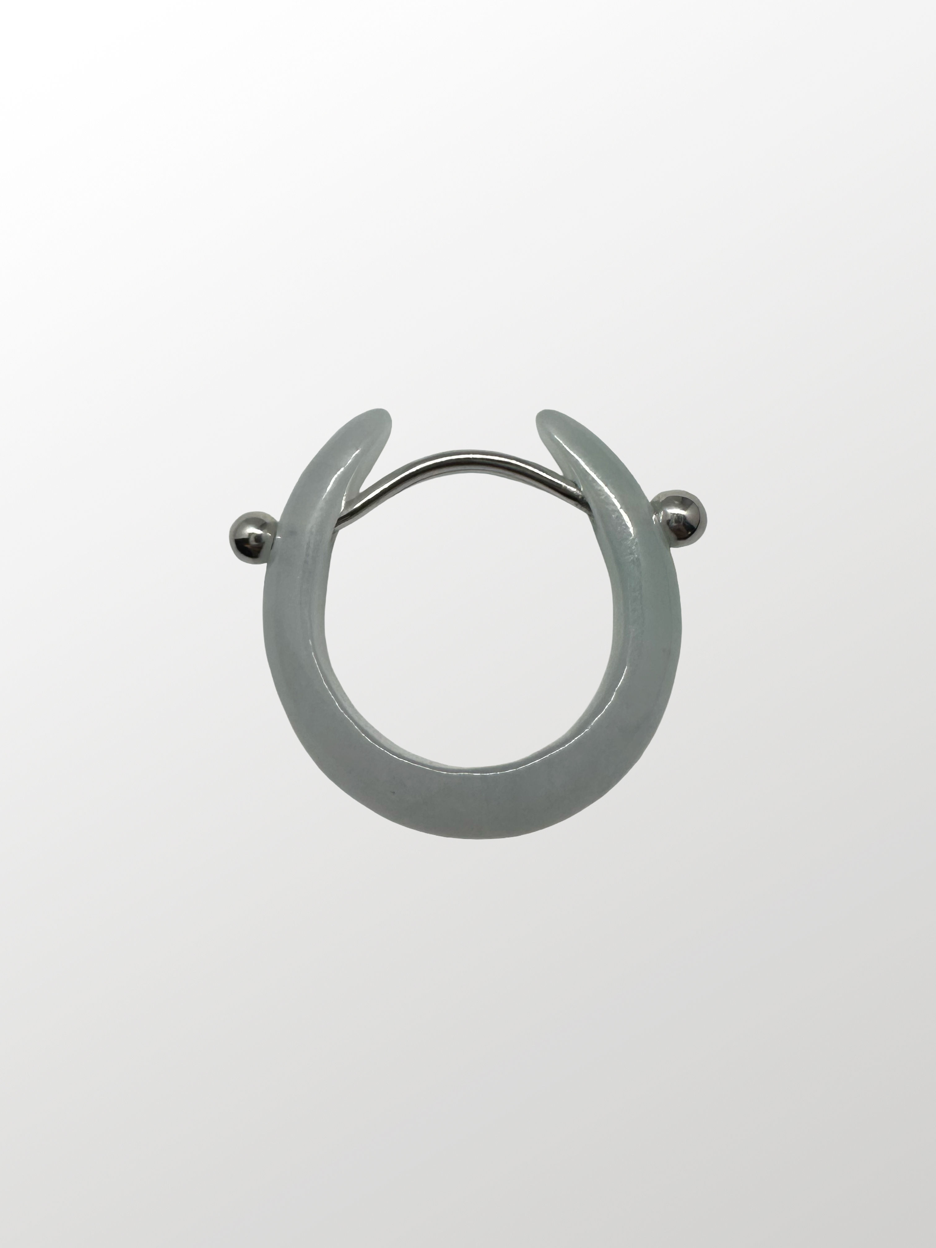 Drilled Jade with Silver finger Ring Y002 EU60