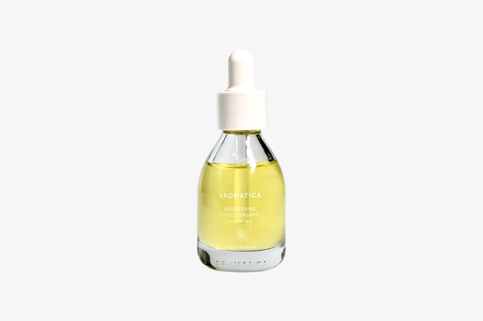 Aromatica organic facial oil in a glass dropper bottle