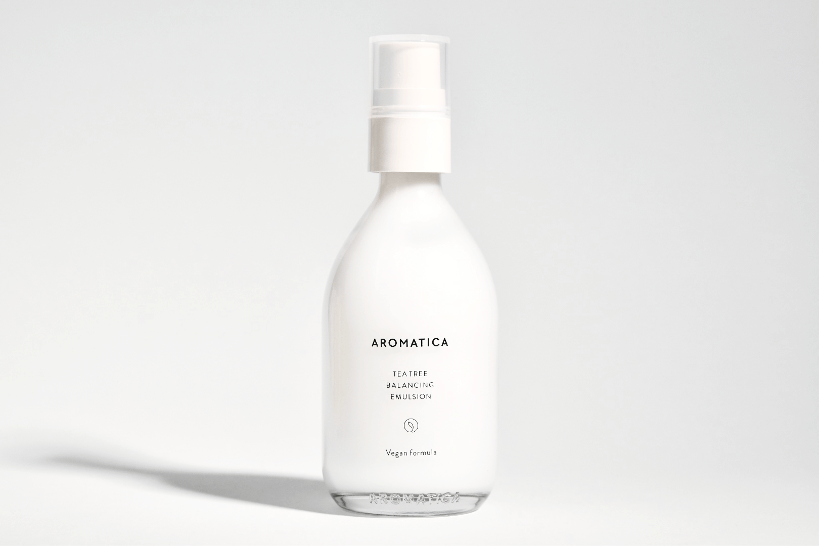 Aromatica Tea Tree Balancing Emulsion in a white bottle.