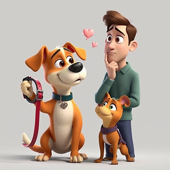 dogs with owner choosing whether to use a collar or a harness