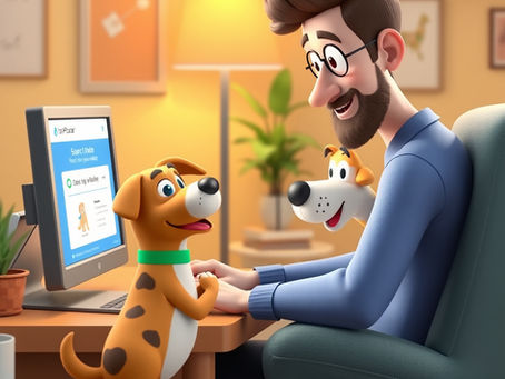 Pet owner researching pet services