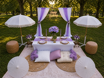 Luxe Birthday Picnic featuring elegant low-table seating, stylish birthday décor, and luxury picnic details by The Picnic Loft in Charlotte, NC