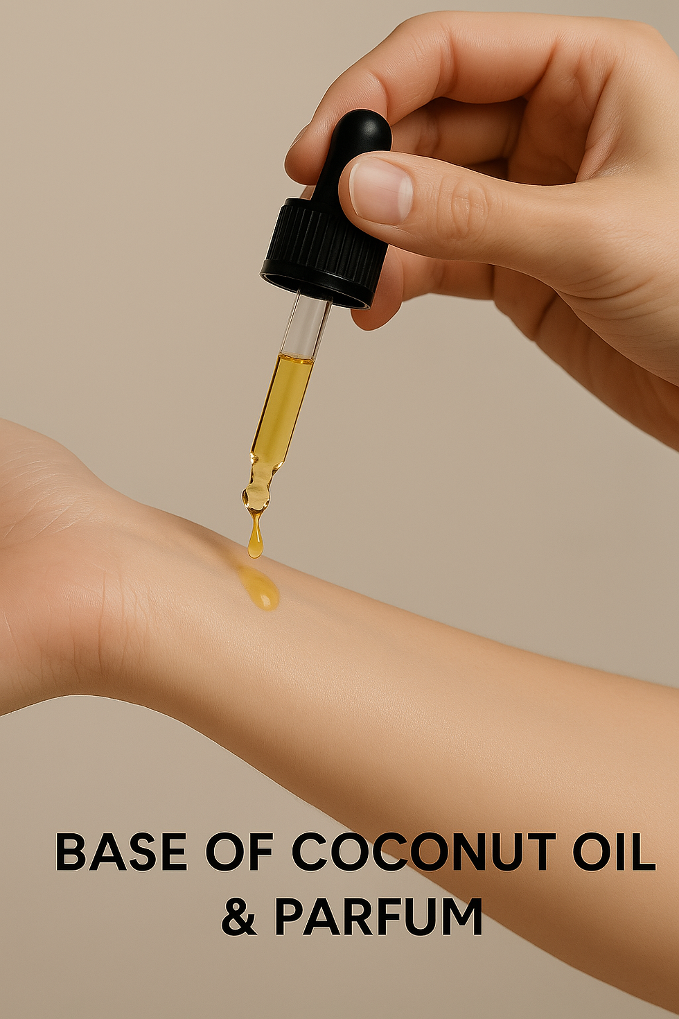 Thumbnail: a person with a dropper top dropping perfume oil on their wrist