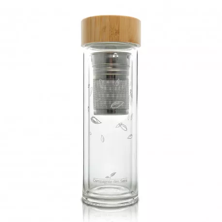 Bouteille avec infuseur en verre double paroi