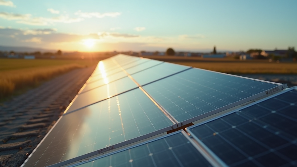 High angle view of solar panels on a farm roof