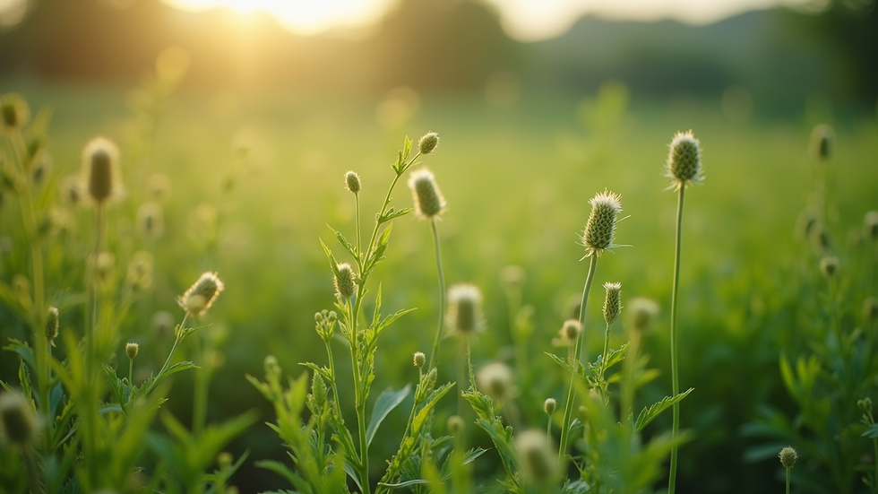 Close-up view of organic herbs in a natural setting