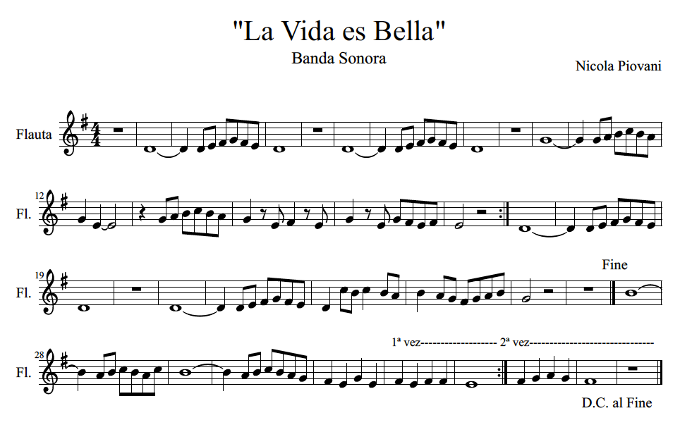 Resultado de imagen de la vida es bella partitura