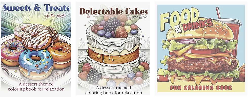 Baking, Food, and Drink Coloring Books