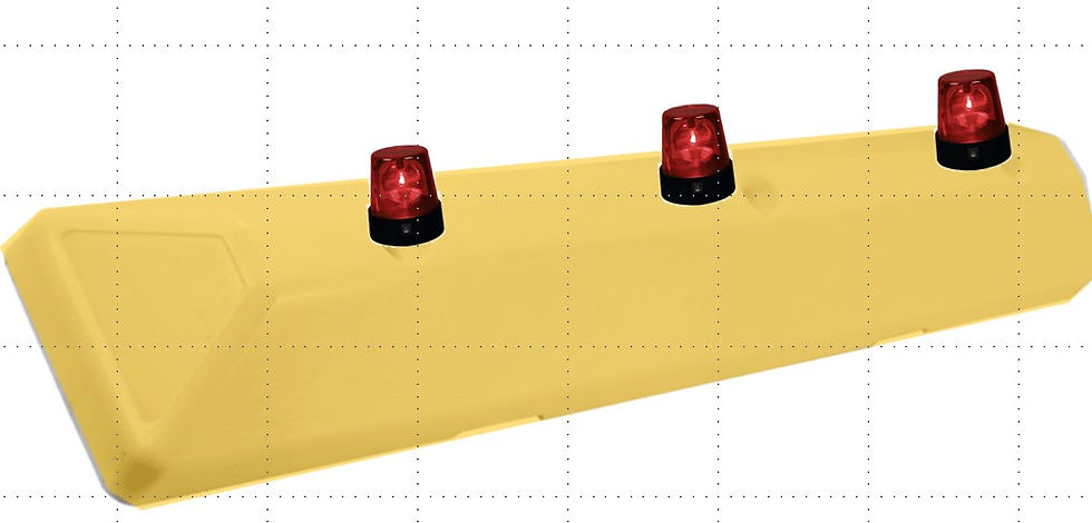 yellow parking lot wheel stop with flashing lights