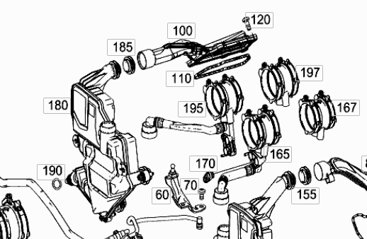 A1770103000 – Vent Line PP Mercedes Benz GLC Coupe (c253): 130 ENGINE BREATHING