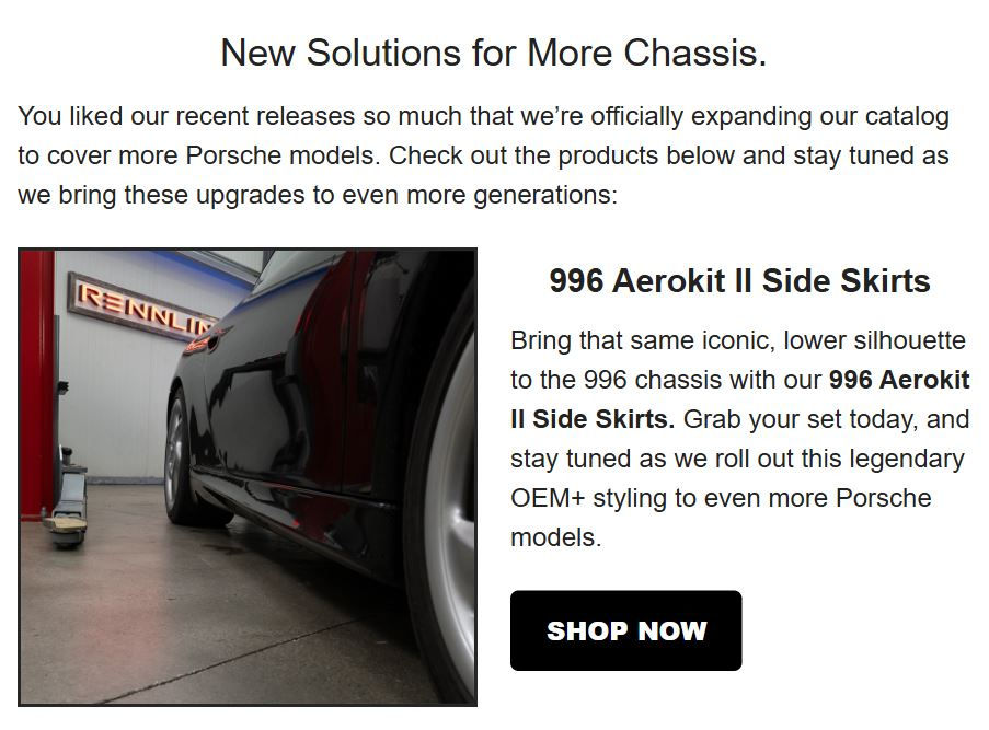 New side skirt solutions for more chassis/ Porsche 996 Aerokit 11 Side Skirts