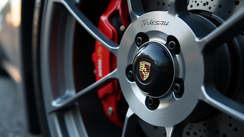 Eye-level view of Porsche 991 brake caliper and disc
