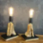 Lampes de table en rondins en bois naturel et métal