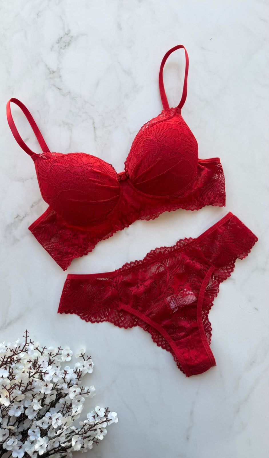 conjunto rendado com bojo milena – rubi 17– tamanho gg