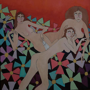 "Il noioso mondo femminile", olio su tela, 190 x 190 cm.
