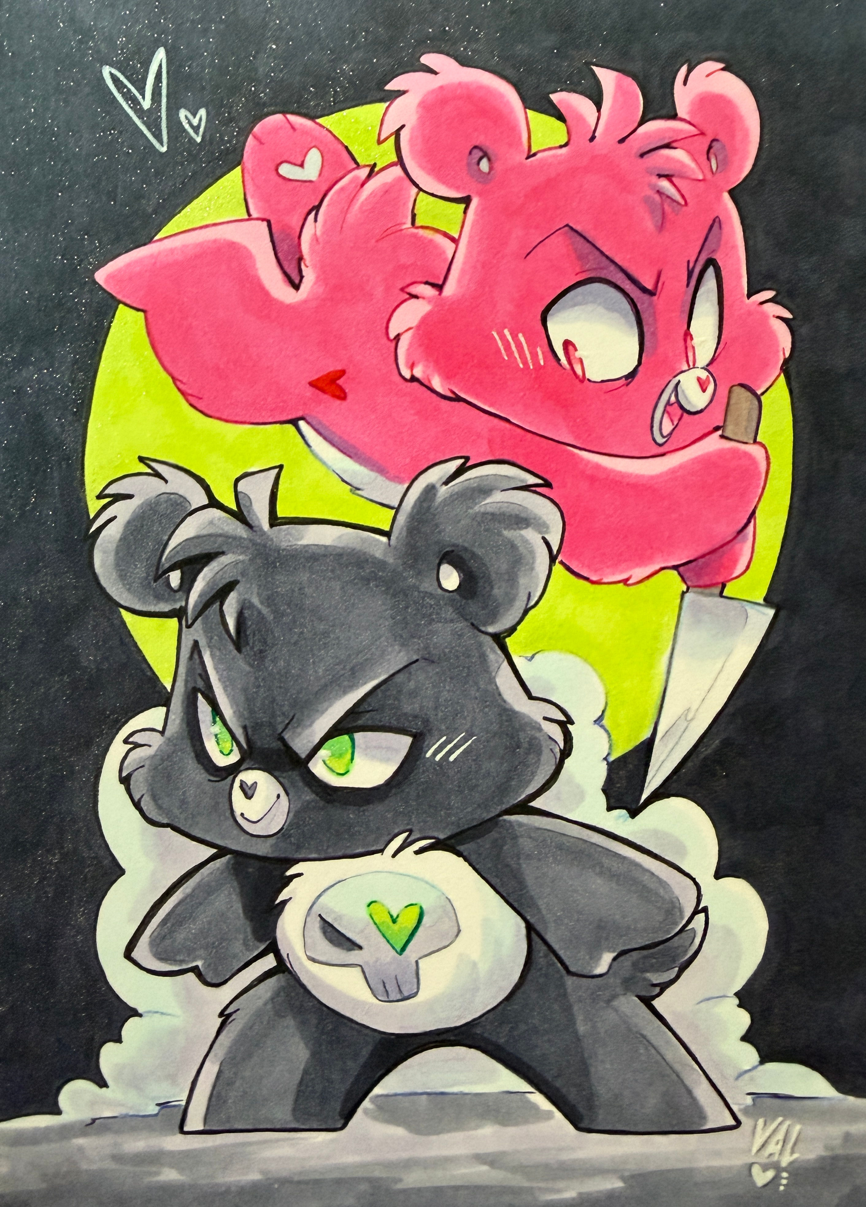 Scare Bear & Tear Bear - 5"x7" Original Art