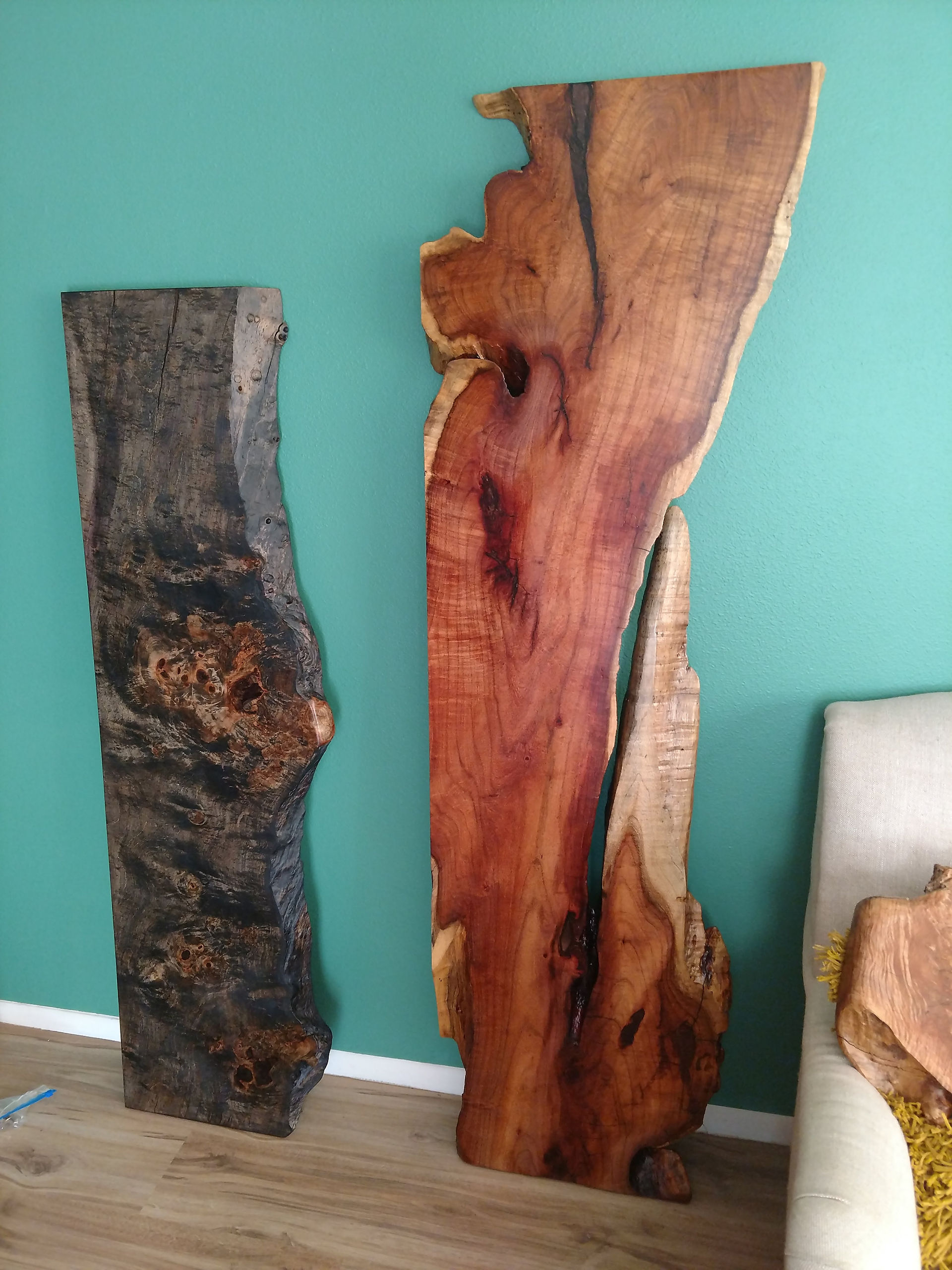 mesquite console and ebonized maple console table tops