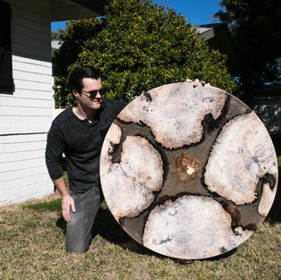 craftsmen ryan walsh lumberlust with 42" Round white wood Maple river table