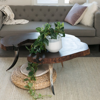 walnut live edge round coffee table
