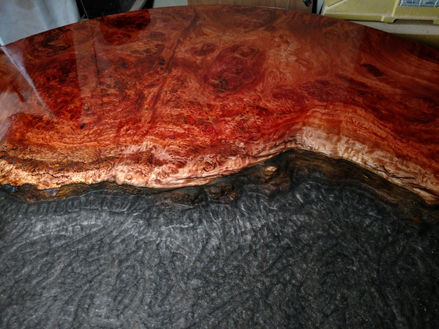 Red Gum Burl wood slab 58" Smoke  Epoxy Resin River Table