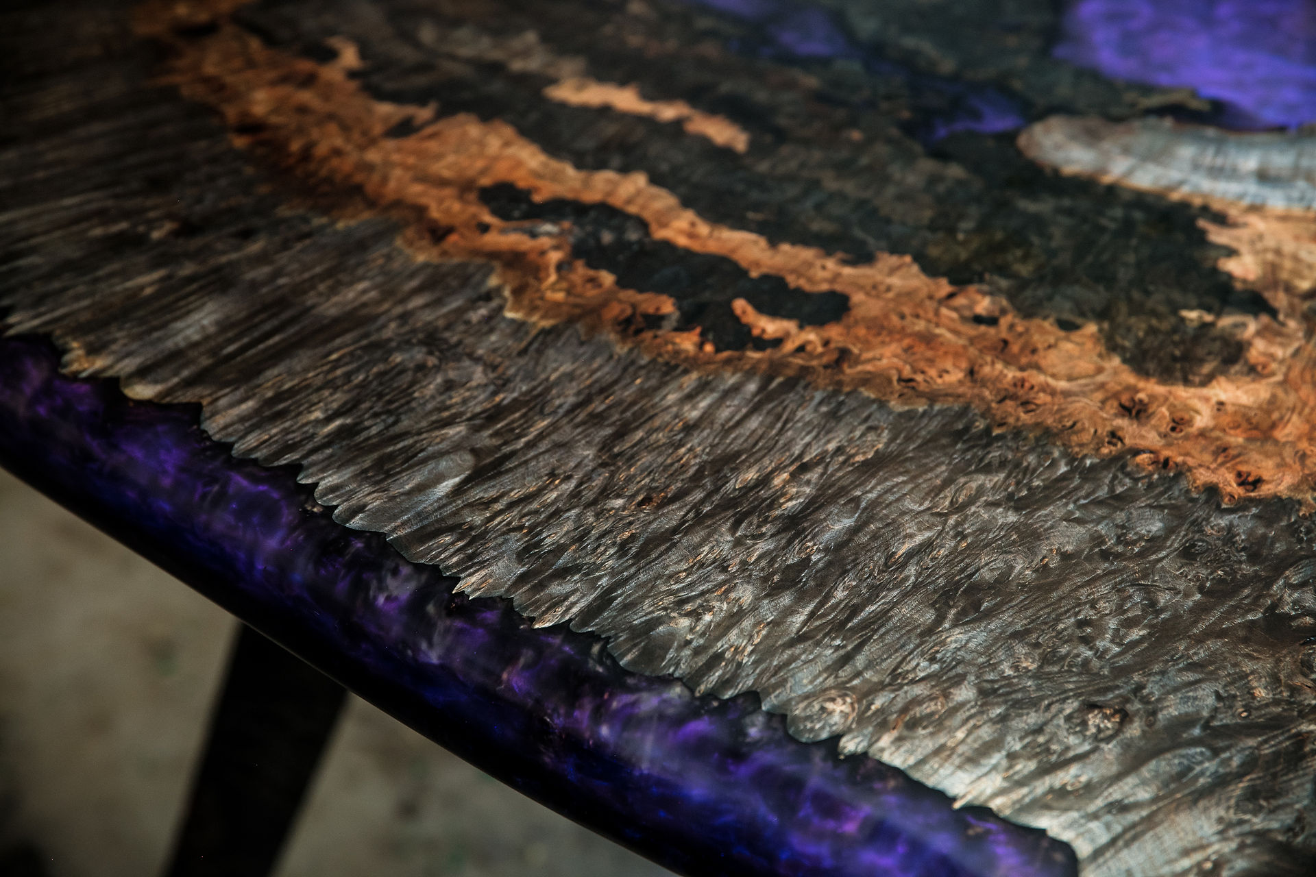 woodgrain black and purple
