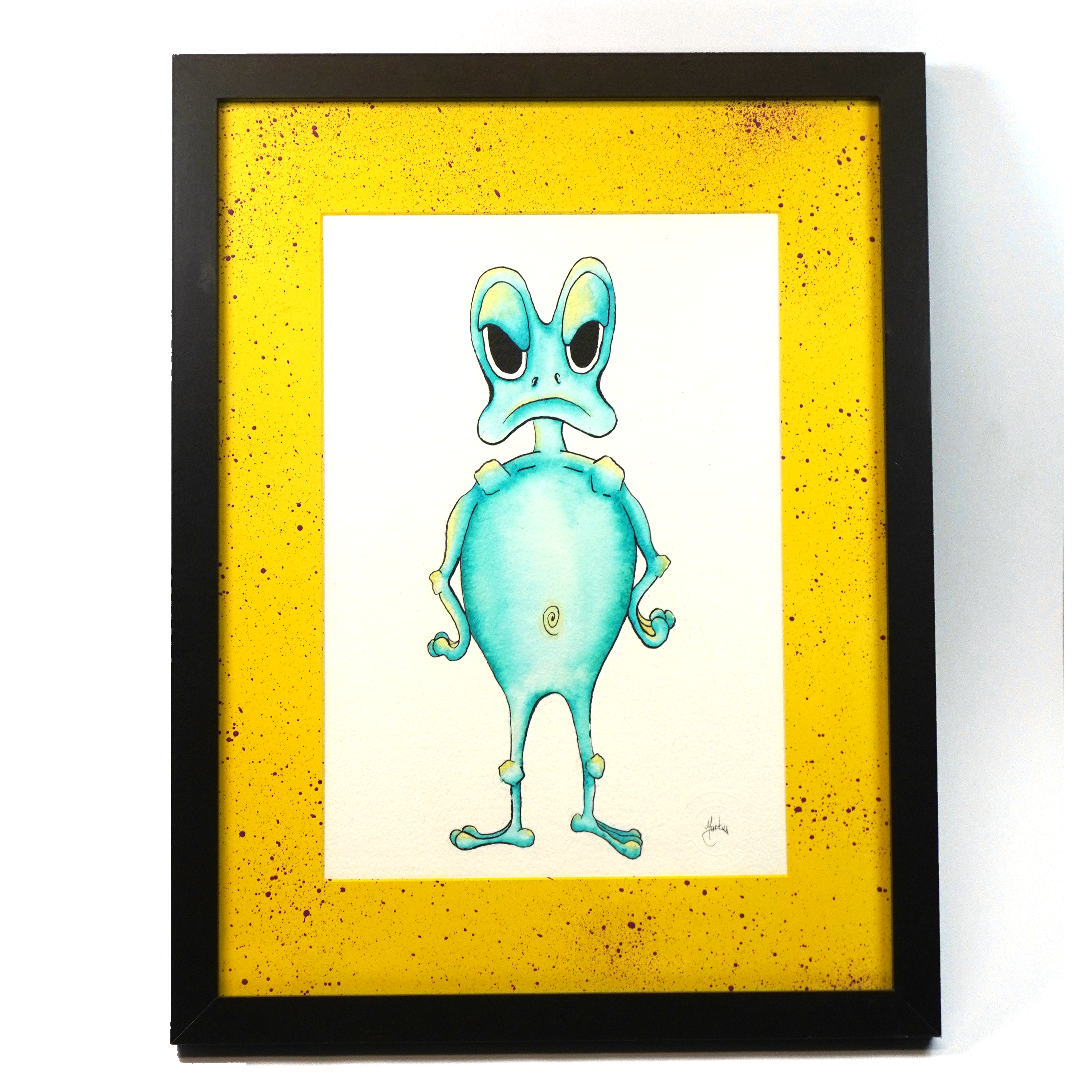 Frankie the Frazzled Frog – "Frankie's Fried" | Original Ink Painting, Framed A4