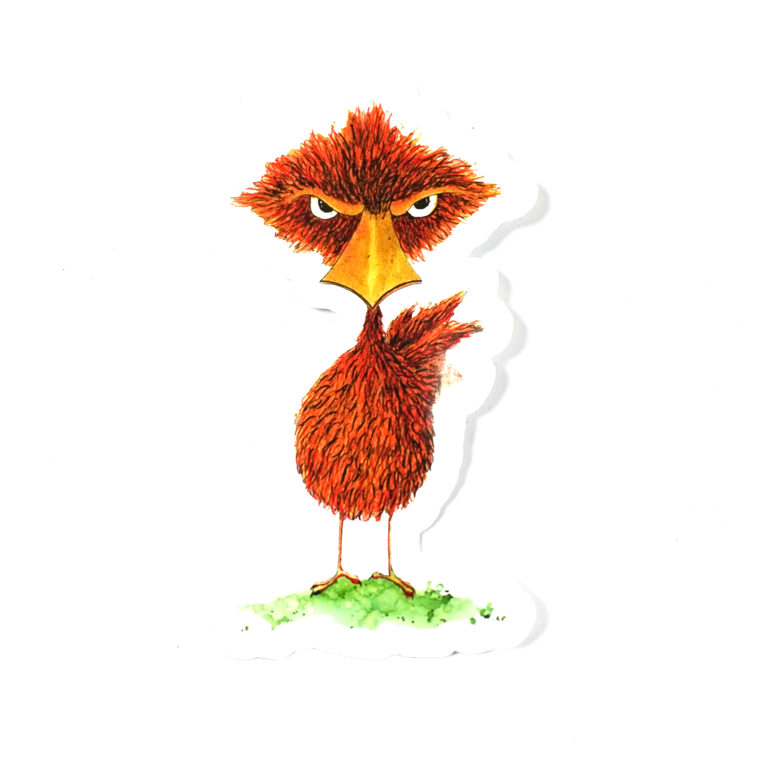 Yolks the Furious Fledgling - Die Cut Sticker - 8cm