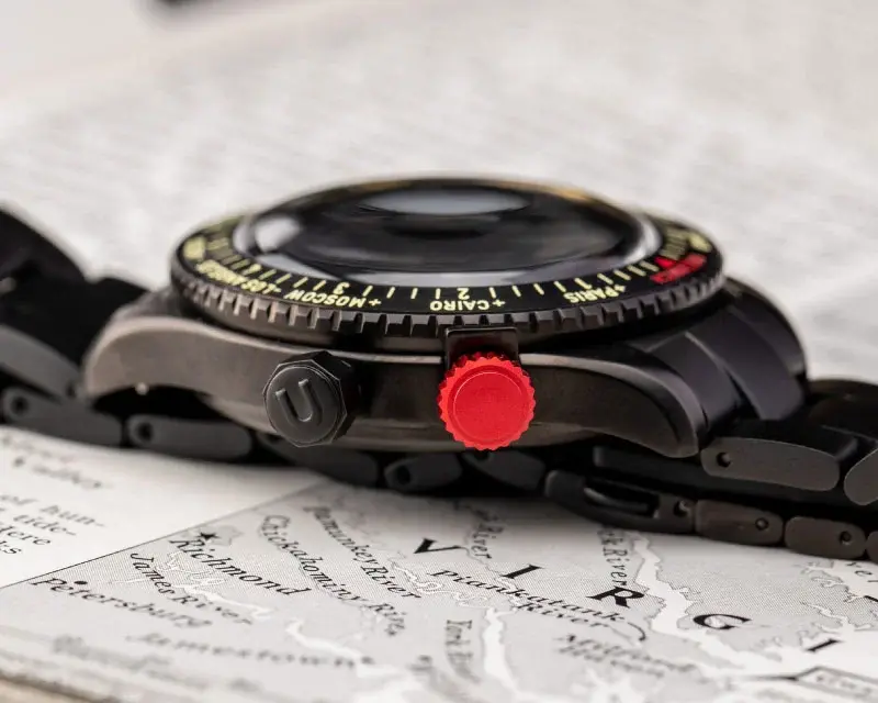 Thumbnail: Undone Aero WORLDTIMER "LINDBERGH" Automatic Acier Date Noir Homme Montre