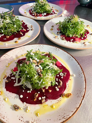Pickled Beet Salad with Yogurt Pearls