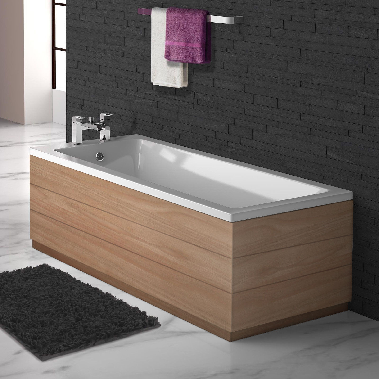 AQUACLOAK Planked Matt Walnut 2 Piece adjustable Bath Panels