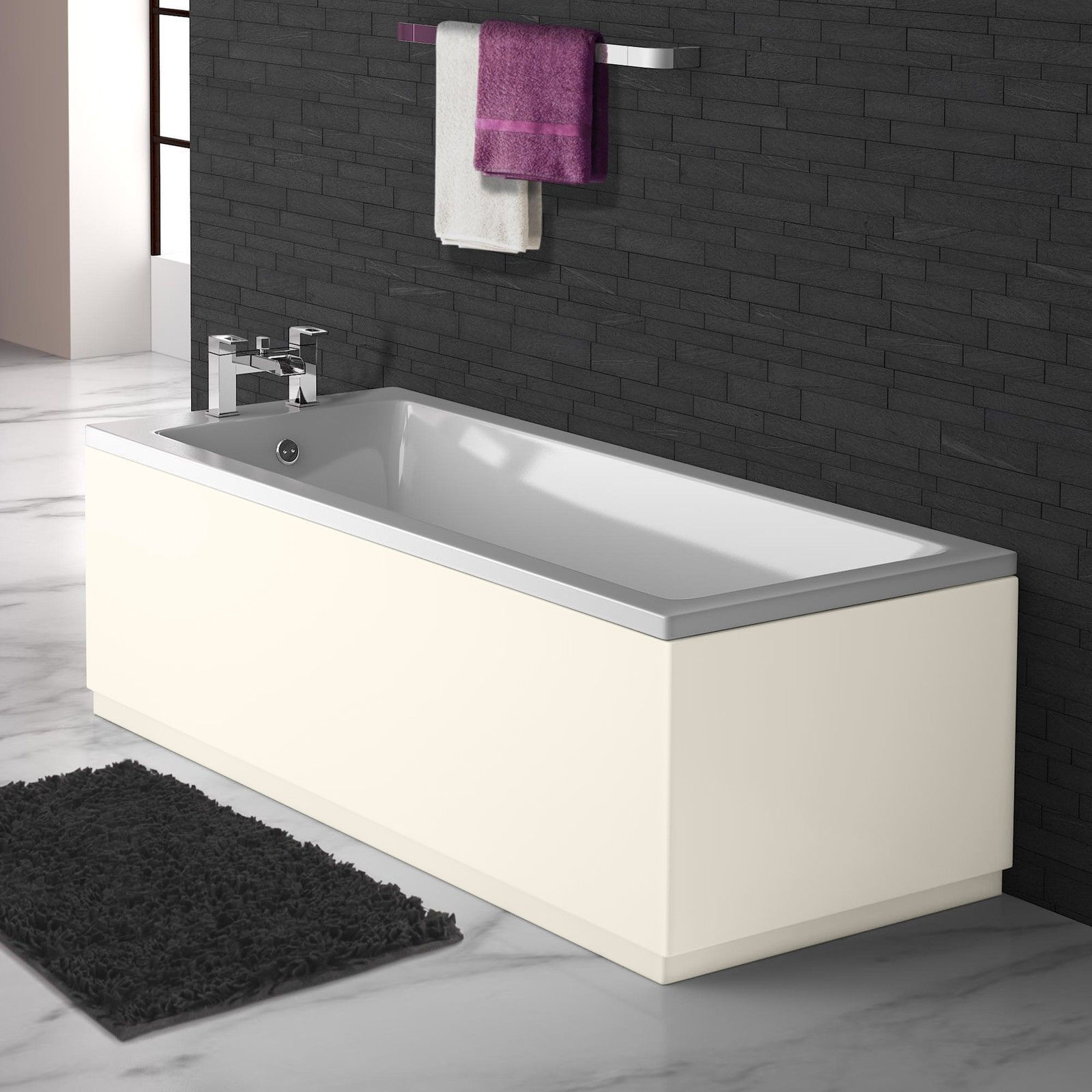 AQUACLOAK Matt Cream Extra Height 2 Piece adjustable Bath Panels