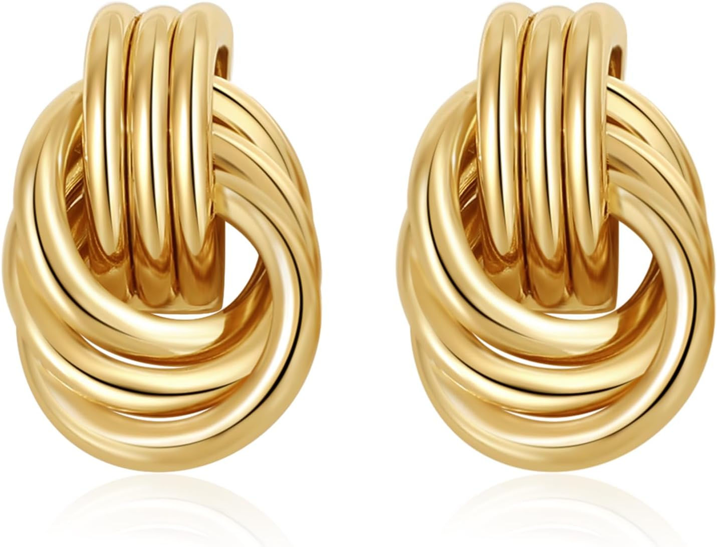 SHERLOVE Trendy Gold Plated Knot Earrings for Women Chunky Statement Drop Dangle