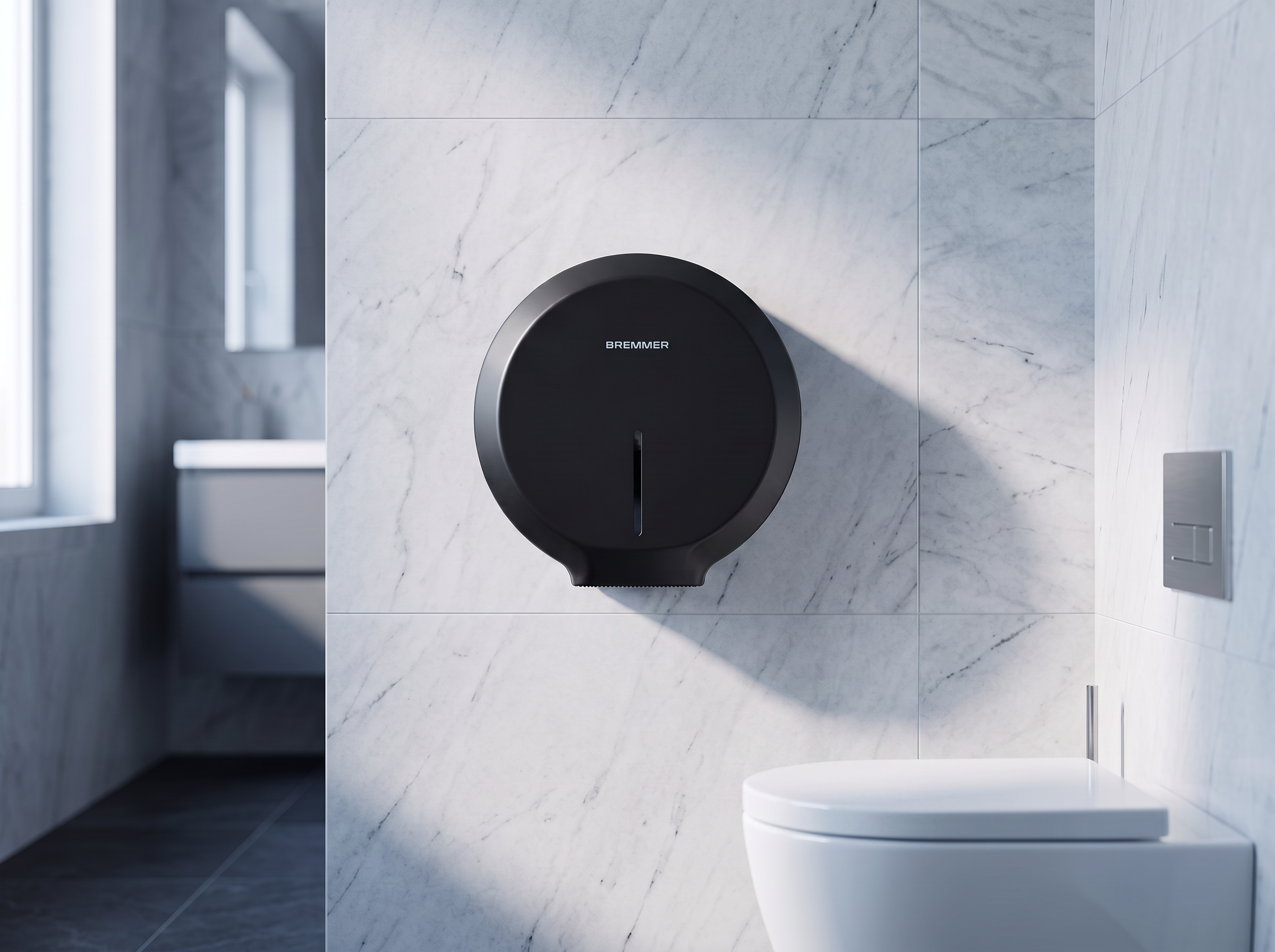 Spira Toilet Roll Dispenser in Black view 2