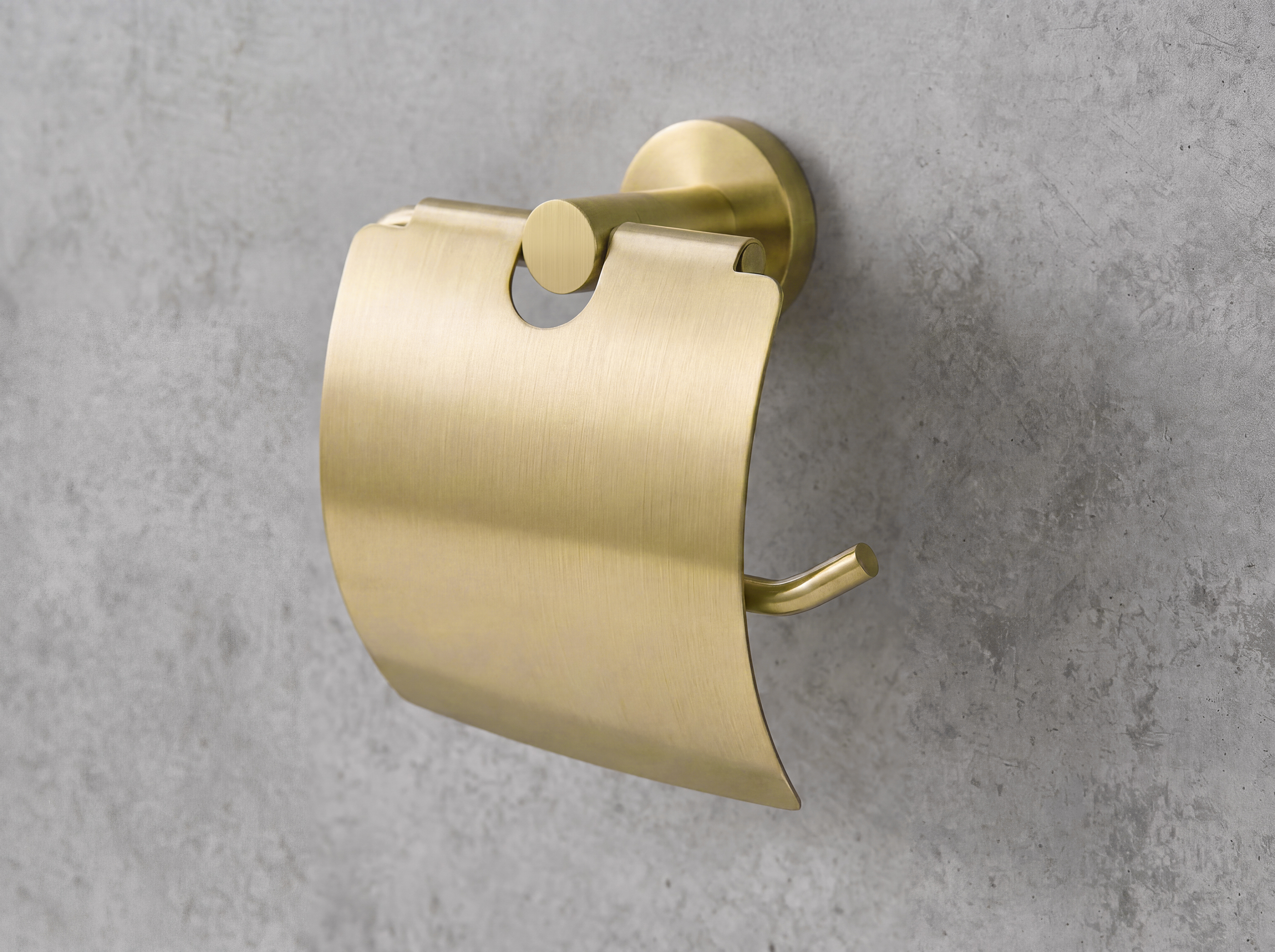 Harrogate Toilet Roll Holder with Cover in Brushed Brass view 6