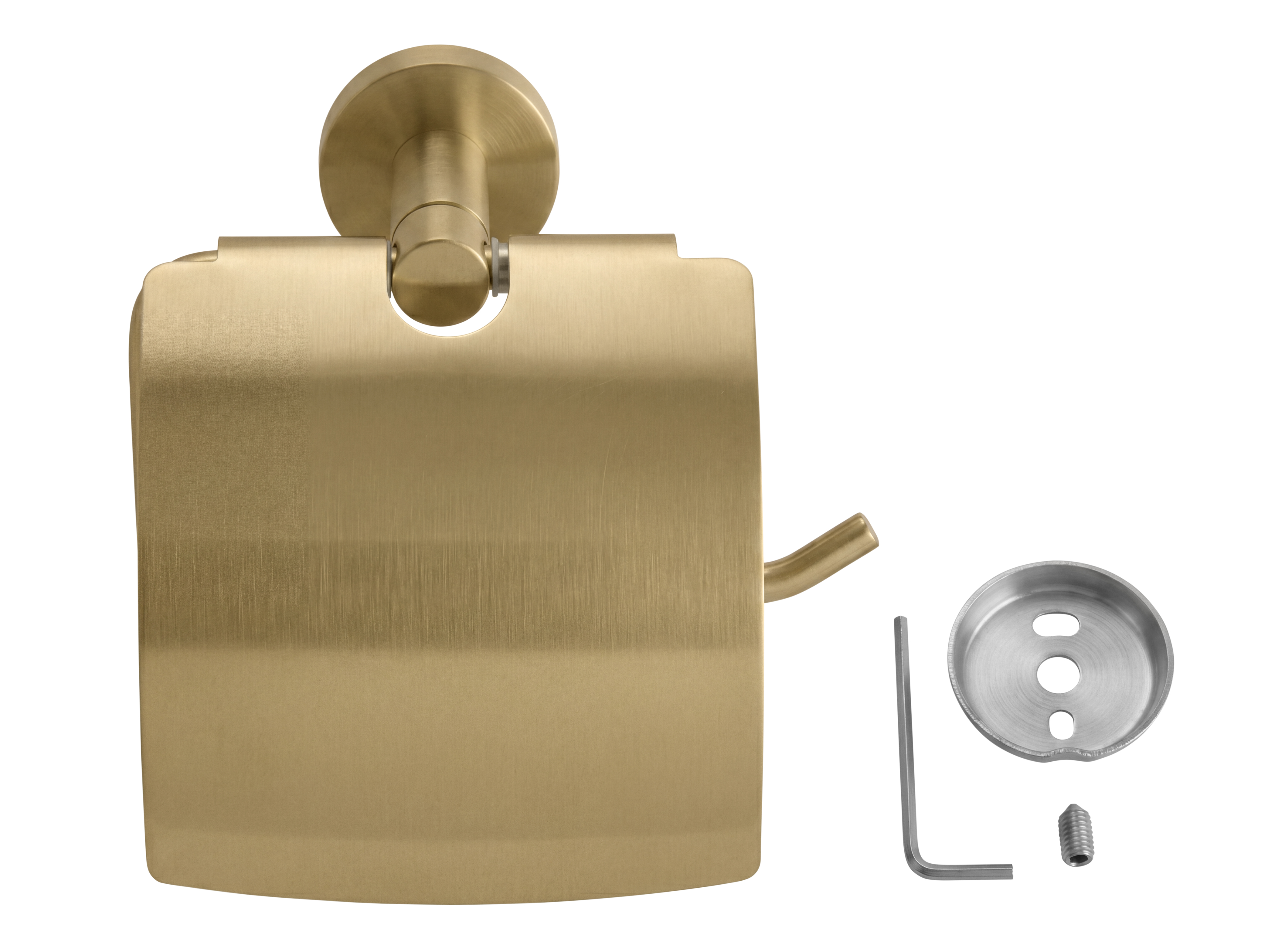 Harrogate Toilet Roll Holder with Cover in Brushed Brass view 7