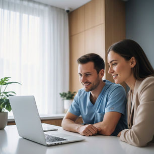 Twee medewerkers die naar hun Google review pagina kijken, ze groeien in reviews door MeerMago