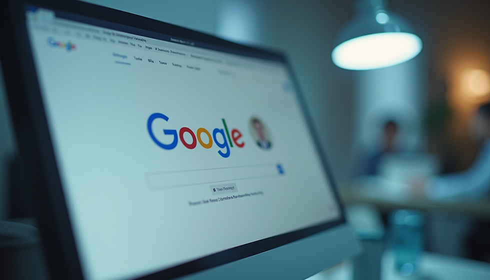 Close-up van een computerscherm met Google zoekresultaten voor een tandartspraktijk