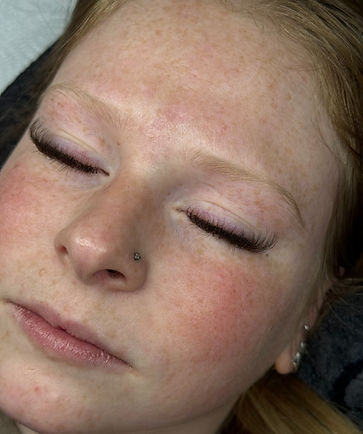 Brown lash extensions full set 5D volume closed eyes showing lash design and shape